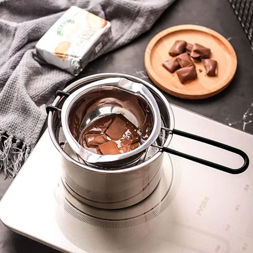 Vista 7 de Juego de olla de doble caldera, olla de fusión de acero inoxidable con espátula de silicona para derretir chocolate, jabón, cera, fabricación