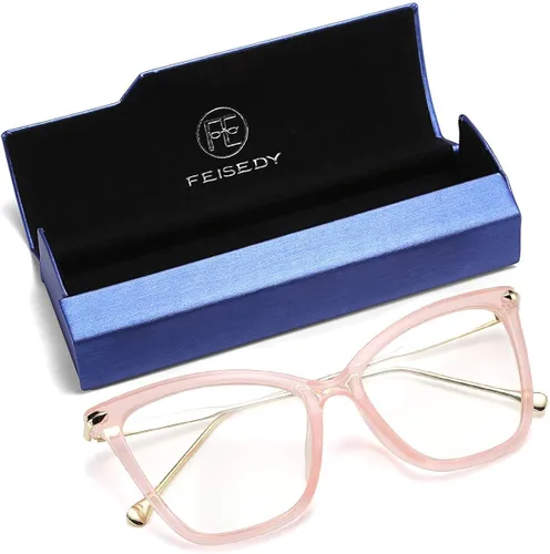 Vista 7 de FEISEDY Marco de gafas de ojo de gato de gran tamaño con lentes transparentes para mujer B2460