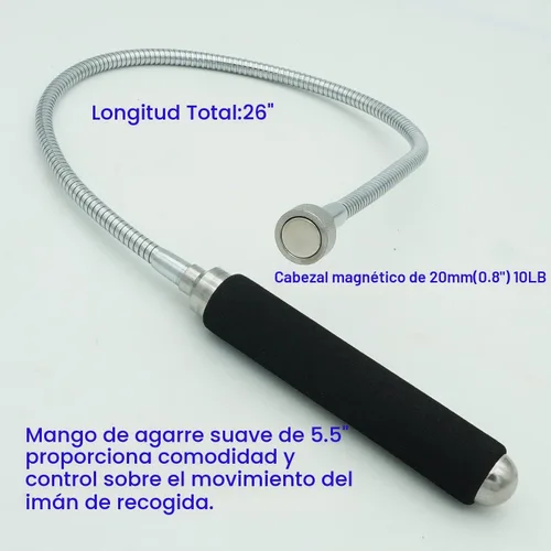 Vista 4 de VASTOOLS Juego de herramientas de recogida magnética flexible, 5 libras y 10 libras, extensión flexible de 26 pulgadas, recogida magnética