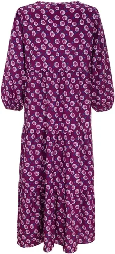 Vista 5 de Vestidos de otoño 2023 para mujer, estilo casual, cuello en V, media manga, vestido largo, suelto, bohemio, patrón geométrico, vestidos de falda