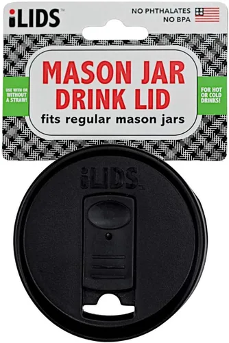 Vista 6 de Mason Jar - Tapa para bebida, boca regular, fabricada en Estados Unidos, color negro, paquete de 2