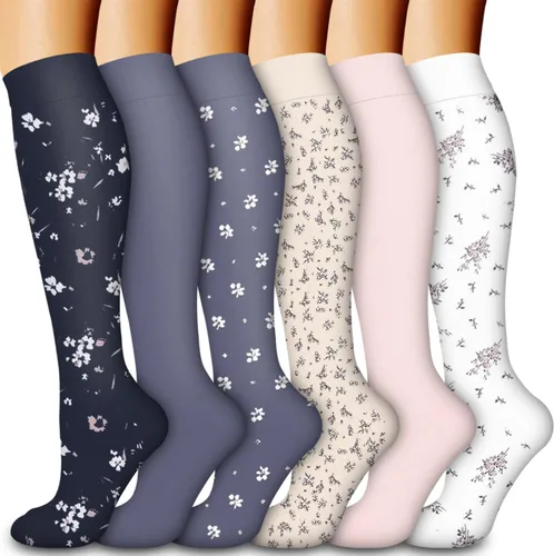 Vista 33 de Copper Compression Socks for Women & Men (6 pairs) - Best Support for Nurses, Running, Hiking, Recovery 01 Rayas Negras