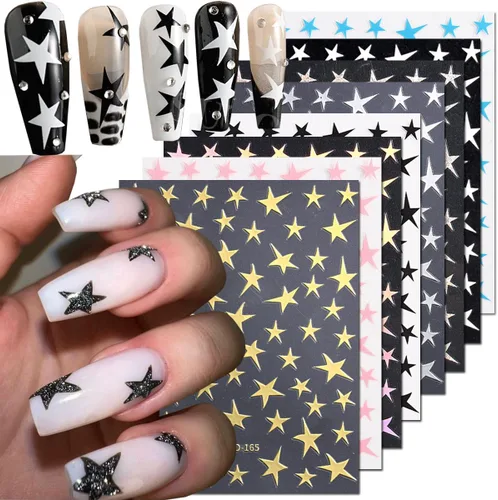 Vista 8 de Calcomanías de uñas de gato, 8 hojas de calcomanías autoadhesivas 3D con diseño de gato dorado, plateado, negro, blanco, para niños, niñas, mujeres