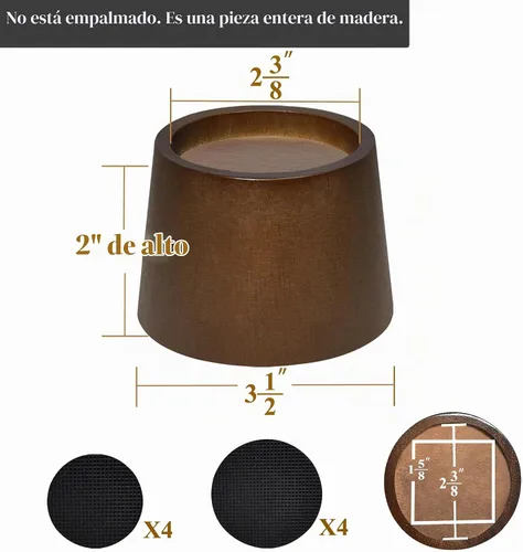 Vista 2 de Elevadores de cama de madera (4 piezas redondas de 2 pulgadas)
