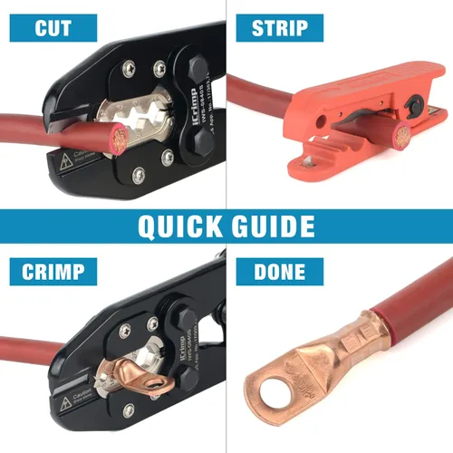Vista 7 de iCrimp Kit de Herramientas de Engaste de Terminales de Cable de Batería para Terminales de Anillo de Cobre AWG 8, 6, 4, 2, 1, 1/0, 2/0, 3/0, 4/0