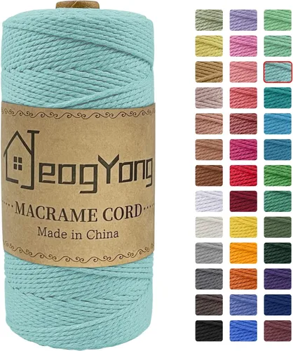 Vista 31 de JeogYong Cuerda de macramé de 0.078 pulgadas x 218 yardas, cuerda de algodón natural torcida de 3 hebras, cuerda de algodón de color para colgar