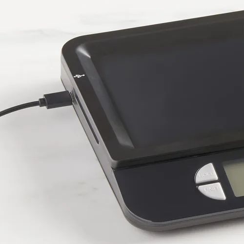 Vista 8 de Taylor Báscula digital recargable por USB para cocina y alimentos, capacidad de 11 libras con bandeja apta para lavavajillas, cable incluido