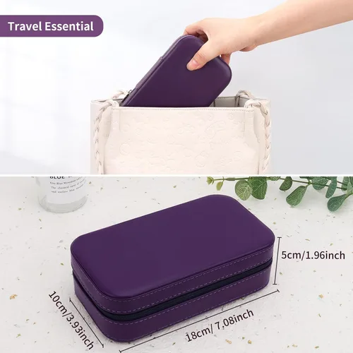 Vista 6 de DesignSter Joyero de viaje, estuche portátil de piel sintética, pequeñas cajas de joyería para regalos, organizador de joyas de viaje para mujeres