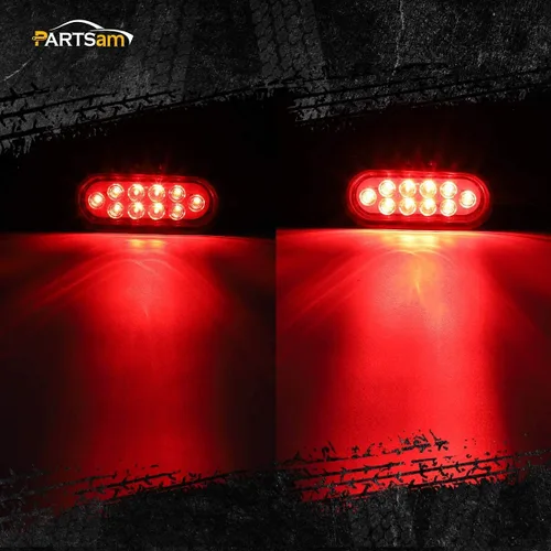Vista 3 de Partsam Kit de luces LED rojas para portaequipajes, 2 luces traseras ovaladas impermeables de 6 pulgadas con ojales de goma, 1 arnés de cableado