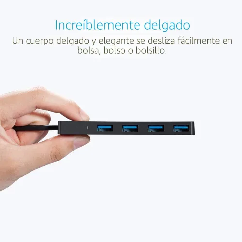 Vista 3 de Anker 4-Port USB 3.0 Ultra Slim – Puerto de catos para MacBook, Mac Pro/mini, iMac, Surface Pro, XPS, Notebook PC, pendrives, unidades de disco