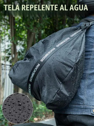 Vista 5 de ROCKBROS Mochila para casco de motocicleta, impermeable, ligera, mochila reflectante de gran capacidad para motocicleta, ATV, motocross, color negro