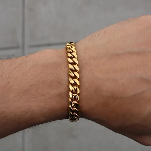 Vista 2 de Stainless Steel Cuban Chain Bracelets for Men Women 6.577.589inch Stainless Steel Bracelet Gold Plating Silver Stainless Steel Fashion Jewelry