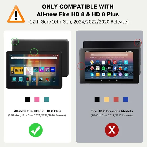 Vista 2 de MoKo - Funda compatible con la tablet Kindle Fire HD 8 y 8 Plus (10ª generación, versión de 2020), funda de soporte plegable y diseño delgado