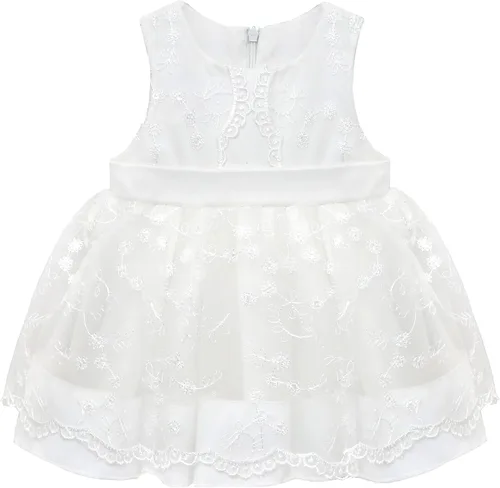 Vista 2 de Lilax Vestido de tul bordado floral para bebé, vestido de tutú de bautismo y bautizo