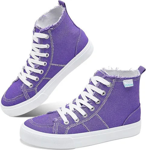 Vista 54 de Obtaom Zapatos de lona de alta calidad para mujer/hombre para jugar a media pantorrilla, zapatillas de deporte de moda casuales con cordones de alta