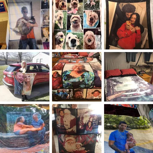 Vista 6 de Manta personalizada con fotos, regalos para mujeres, amantes, amigas, regalos con imagen, manta de franela, Navidad, aniversario, cumpleaños, boda