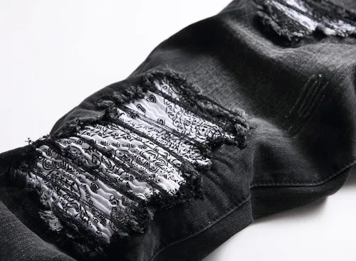 Vista 5 de OIIIO Jeans elásticos rasgados de ajuste regular para hombre