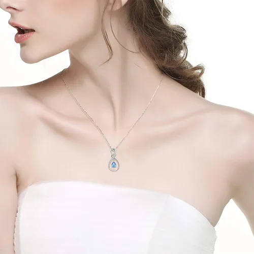 Vista 6 de ELDA & CO. Regalos de cumpleaños, collar infinito de plata de ley 925 con piedras natales de octubre y noviembre, turmalina rosa, citrino, regalos