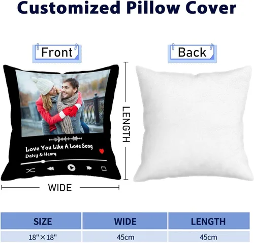 Vista 4 de Custom Pillows with Picture Name Personalized Throw Pillow Cover with Photos Text - Gifts for Couple Family Christmas Valentine's Day Birthday