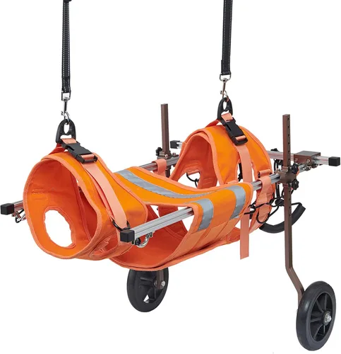 Vista 5 de Silla de ruedas para perro, silla de ruedas ligera para patas traseras, carrito ajustable para mascotas con ruedas para perros con patas traseras