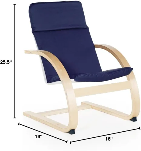 Vista 2 de Guidecraft Kiddie Rocker - Silla de madera acolchada azul para niños pequeños - Muebles para el hogar y la escuela para niños