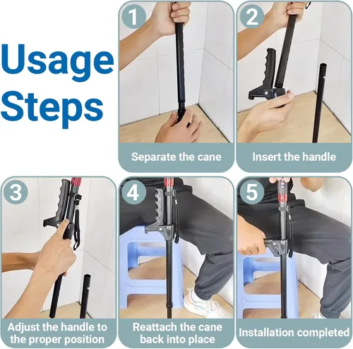 Vista 4 de Agarres de mango de bastón para caminar, soporte para bastón para ancianos, discapacitados para caminar o muleta, ancianos, discapacitados, se