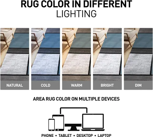Vista 5 de Rugshop Tapete con diseño de cuadros, contemporáneo y moderno, fácil de limpiar, para oficina en casa, sala, dormitorio, cocina, no desprende pelos