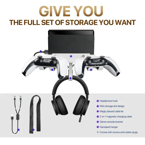 Vista 8 de STORAGBT Wall Mount Stand Bundle for Nintendo Switch, Bracket Holder for Swith & Switch Oled, with Controller Wall Mount, Headphone Holder, Space