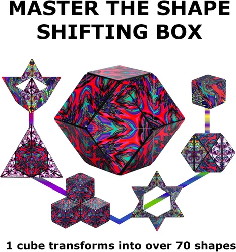 Vista 4 de Shashibo - Cubo que cambia de forma, juego para aliviar la ansiedad con 36 imanes de tierras raras, premiado y patentado, extraordinario cubo mágico