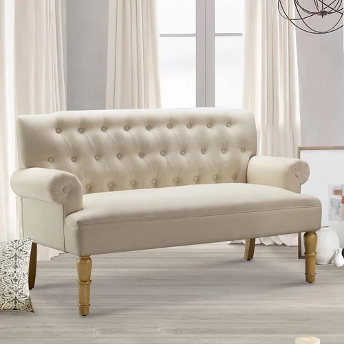 Vista 8 de Rosevera Drennan Loveseat - Sofá para sala de estar, lino, color ceniza Fresno