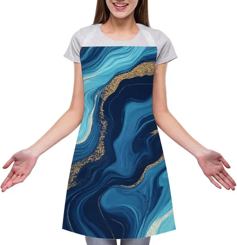 Vista 13 de Delantal de moda para mujer, resistente al agua, babero de bolsillo grande para cocina, lavavajillas