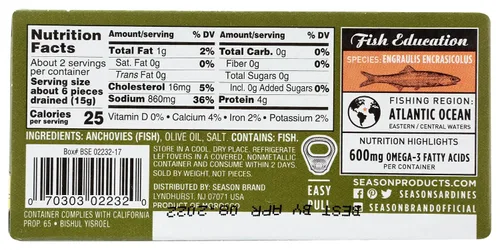 Vista 2 de Season Brand - Filetes planos de anchoas en aceite de oliva, 2 oz