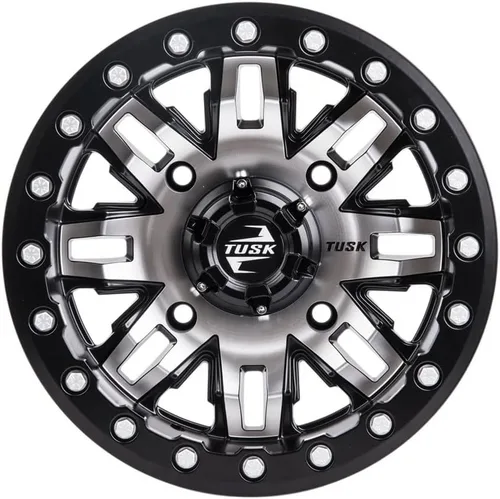 Vista 7 de Paquete de 2 ruedas Tusk Teton Beadlock 4/156 14x7 5.0 + 2.0 mecanizadas/negras para POLARIS RANGER CREW Diesel 2012-2018