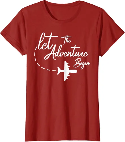 Vista 49 de Let The Adventure Begin - Camiseta inspiradora en modo de viaje en avión, Negro, S