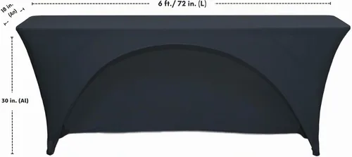 Vista 3 de YOUR CHAIR COVERS - Mantel elástico rectangular de elastano de 6 pies x 18 pulgadas, con espalda abierta para aula, color negro