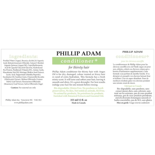 Vista 2 de Phillip Adam Acondicionador para cabello sediento + para cabello seco o dañado, infundido con aceite de argán, aceite de semilla de moringa y aceite