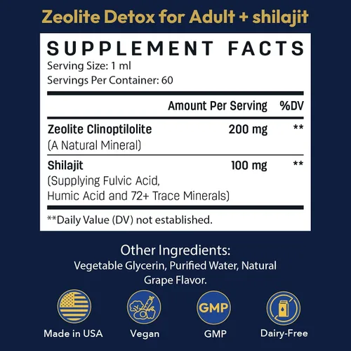 Vista 2 de Gotas de Desintoxicación de Zeolita Rhytherolixian – Mineral Shilajit con Ácido Fúlvico y Húmico Limpieza de Hígado e Intestino Suplemento