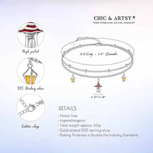 Vista 161 de CHIC & ARTSY Tobilleras delicadas de plata de ley S925 para verano, pulsera de tobillo ajustable multicapa para playa, joyería de pie para mujer