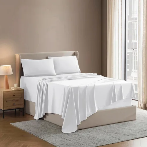 Vista 72 de Nestl - Juego de sábanas tamaño individual, sábanas de cama, color blanco, bolsillo profundo de 3 piezas 01-Blanco