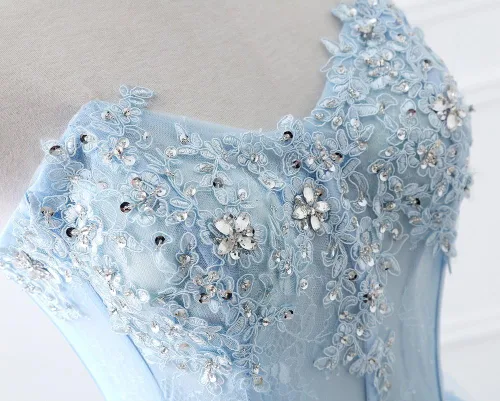 Vista 4 de Vestido de fiesta largo para mujer con cintura transparente, espina de pescado y péplum simétrico