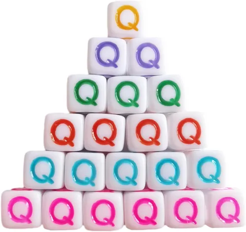 Vista 29 de Xeahung 200 cuentas de letras acrílicas cuadradas multicolor para hacer joyas, llaveros de bricolaje, collares, pulseras, decoraciones