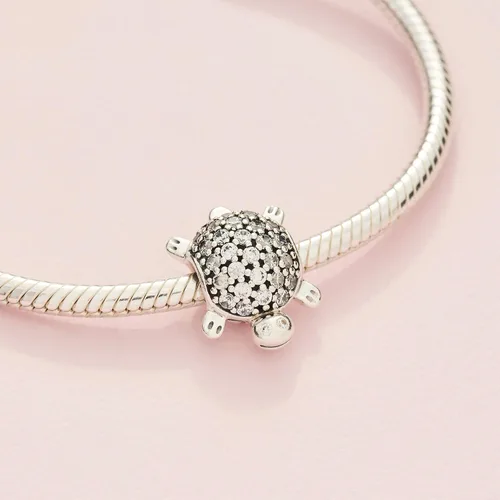 Vista 4 de PANDORA Joyería pavimenta tortuga marina zirconia cúbica encanto en plata de ley, Metal, Circonita Cúbica