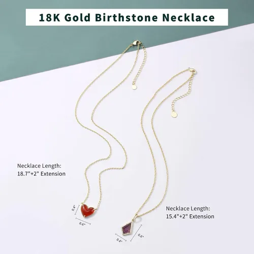 Vista 4 de Collar con colgante de piedra natal para mujer, amatista, esmeralda, aguamarina azul, zafiro, ópalo, collar de cristal de corazón rojo