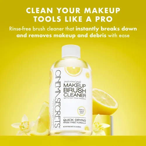 Vista 2 de CINE SECRETS - Kit limpiador de brochas de maquillaje original de viaje, limpiador profesional + lata de limpieza para brochas de maquillaje, secado