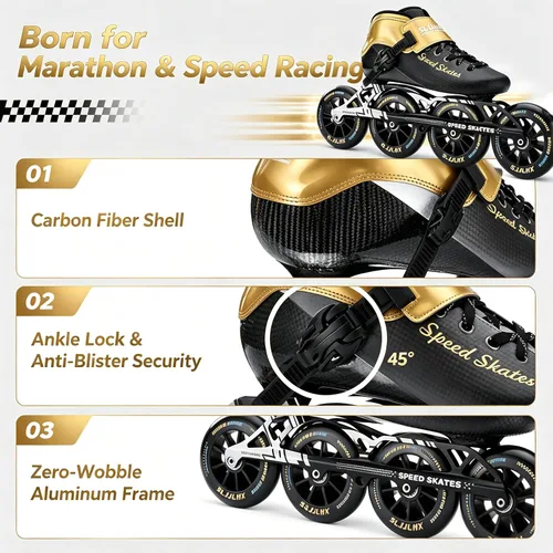 Vista 4 de Patines de velocidad en línea para hombres y mujeres, patines en línea profesionales de fibra de carbono para adultos masculinos, patines