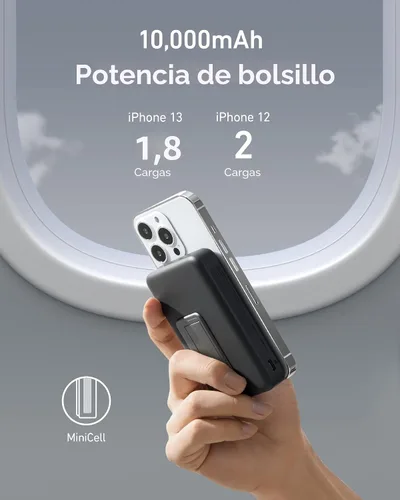Vista 4 de ANKER Batería magnética 633, cargador portátil inalámbrico plegable de 10,000 mAh, cargador portátil inalámbrico de 20 W USB-C con soporte, Negro