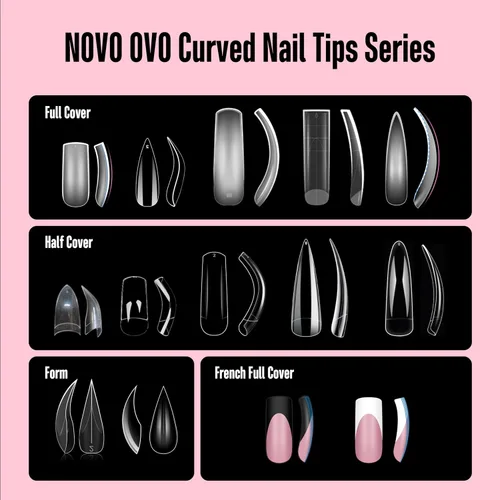 Vista 7 de NOVO OVO Halloween 500 piezas Puntas de uñas postizas curvas Hawk transparentes extra súper extremas de curva profunda y media, puntas de garra