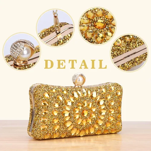 Vista 5 de SUKUTU Bolso de noche con diamantes de imitación para mujer, multicolor, con cristales deslumbrantes, para fiesta, novia, boda, cóctel, bolso