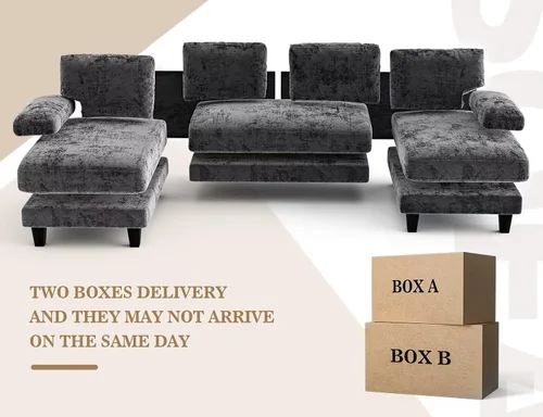 Vista 9 de Txtin's - Sofás seccional en forma de U para sala de estar, sofá modular de 111 pulgadas con chaise doble, sofá lounge grande para apartamento, gris