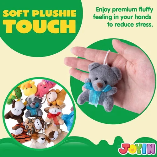 Vista 5 de JOYIN Paquete de 12 mini juguetes de peluche de animales al azar (12 unidades de 3 pulgadas cada uno), animales de peluche a granel para niños